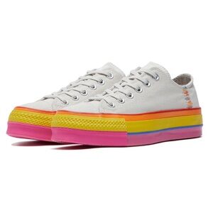 Converse Vintage White Rainbow Chuck Taylor All Star Lift Low Top Sneaker